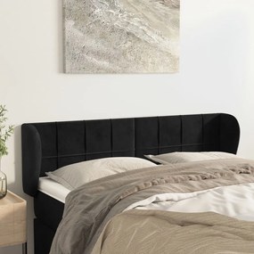 Testiera Ad Orecchio Nera 147x23x78/88 Cm İn Velluto /