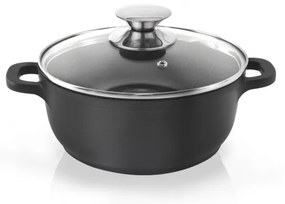 Pentola antiaderente Pfluon Granit con coperchio in vetro , ⌀ 24 cm Grande - Orion