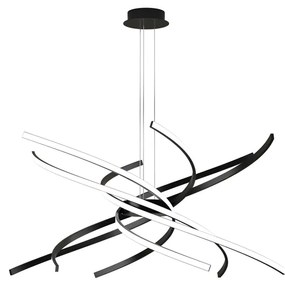 Sospensione Moderna Tornado Alluminio Nero Led 69W D.80Cm Luce Naturale