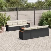 Set Divani da Giardino 9 pz con Cuscini Nero in Polyrattancod mxl 93103