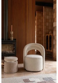 Poltrona color crema girevole con rivestimento in bouclé Seina – Dutchbone