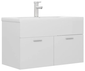 Mobile con lavabo integrato bianco lucido in legno multistrato