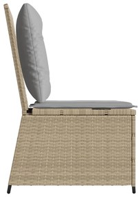 Divano reclinabile da giardino con cuscini beige in polyrattan