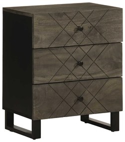 Comodino Nero 50x33x62 Cm İn Legno Massello Di Mango /