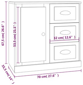 Credenze 3 pz Bianco in Legno Multistrato