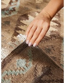 Tappeto azzurro/beige in lana reversibile/tessuto a mano 160x230 cm Kamal Dune – Nouristan