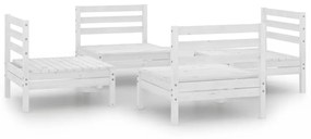 Set Divani da Giardino 4 pz Bianco in Legno Massello di Pino