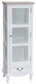 credenza con vetrina in legno di paulownia shabby chic 50x37x141