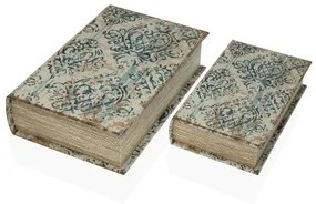 Scatola Decorativa Versa Libro Tela Legno MDF 7 x 27 x 18 cm