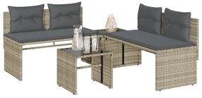 Set divano da giardino 4pz con cuscini grigio chiaro polyrattan