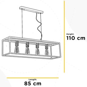 ONLI - Lampadario a sospensione con filo FLOKI 4xE27/15W/230V nero/rame