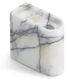 Monolith Portacandele Low Mixed White Marble - Northern