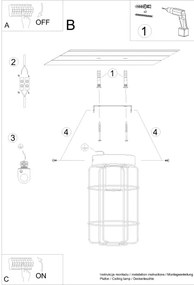 Sollux SL.1262 - Plafoniera GOTTO 1xE27/15W/230V nero