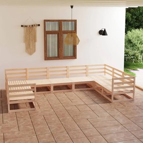 Set divani da giardino 9 pz in legno massello di pino