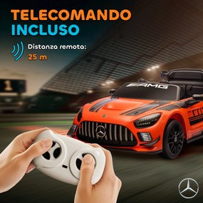 Macchina Elettrica Bambini 3-8 Anni Licenza Ufficiale Mercedes AMG 12V con Telecomando Luci LED Arancione...