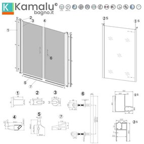 Kamalu - box doccia 80x120 apertura saloon vetro fumé altezza 200h | ks2800af