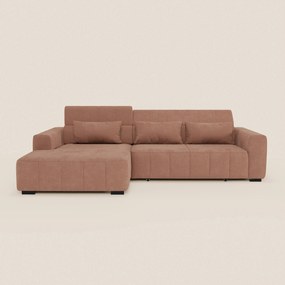 Doric Divano angolare con penisola e sedute allungabili con relax elettrico - poggiatesta reclinabili in tessuto smacchiabile T23