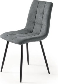 Sedia da pranzo in tessuto Grigio Scuro gambe metallo nere - KATERINE 2 sedie