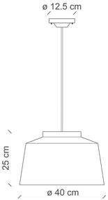 Lampadario Vintage 50'S Ferro E Ceramica Smaltato Nero 1 Luce E27 40Cm