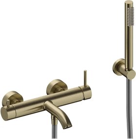 Rubinetto per vasca getto laminare cristallino Loop SANYCCES per muro brushed gold