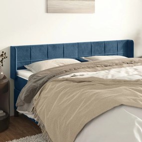 Testiera Ad Orecchio Blu Scuro 183x16x78/88 Cm İn Velluto /