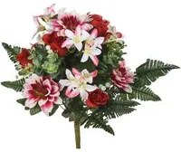 Set 2 Bouquet Artificiali con Dalie Bianche e Rosse