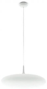 Linea Light -  Lampada a sospensione Squash LED  - Lampada a led con grande diffusore liscio e traslucido in polietilene. Corpo della lampada in metallo bianco.