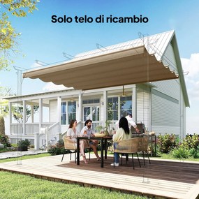Tetto per Pergola 350x260 cm con 10 Fori di Drenaggio in Poliestere Marrone Chiaro...
