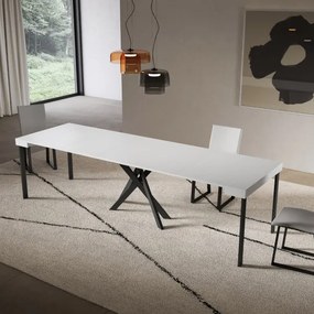 Consolle allungabile Libo - Bianco frassino gambe antracite 90x40/300 cm