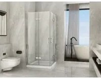 Box doccia in Cristallo 8 mm frameless due lati con due porte a libro soffietto Easyclean - Misura: 70 x 90 x 195h cm