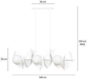 Lampadario Minimal Parvati Acciaio Bianco 6 Luci E14 Ip20