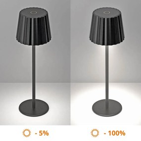 Lampada da Tavolo Ricaricabile 2.2W IP54 CCT Dimmerabile - Nero Rigato