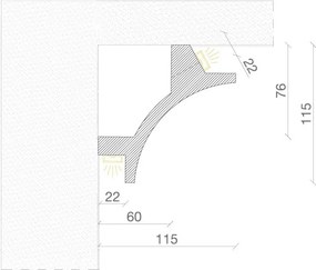 Cornice Pitturabile Angolare e Flessibile per Pareti Curve per Strisce LED - 2m Variante Lunghezza 2 Metri