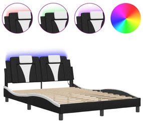 Giroletto con luci led nero e bianco 120x200 cm in similpelle