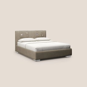 Horus letto imbottito contenitore e presa USB sulla testata in tessuto impermeabile T02 beige