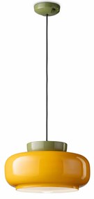 Sospensione Vintage Decò Maracana Ceramica-Vetro Giallo-Verde 1 Luce E27
