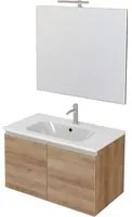 Mobile Bagno Sospeso 80 cm Lavabo e Specchio Bonussi Fenice Rovere Farnia