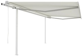 Tenda Da Sole Retrattile Automatica Con Pali 4x3,5 M Crema /