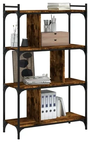 Libreria rovere fumo 4 ripiani 76x32x123 cm legno multistrato