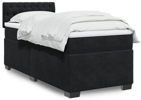 Giroletto A Molle Con Materasso Nero 90x190 Cm İn Velluto /
