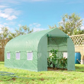 Serra a Tunnel Anti-UV 4x2x2 m con 6 Finestre a Rete e Ingresso Arrotolabile in Metallo e PE Verde...
