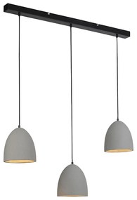 Lampada a sospensione moderna nera con cemento grigio 3 luci - Eton