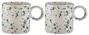 Tazze in gres bianco-verde in set da 2 pezzi 450 ml Carnival - Ladelle