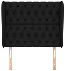 Testiera ad orecchio nera 93x23x118/128 cm in tessuto