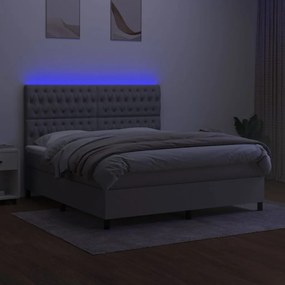 Letto a molle materasso e led grigio chiaro 180x200 cm tessuto