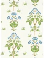 Morris & Co Carta da parati Meadow Sweet - Cobalt/ Grass Green