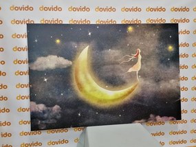 Quadro su tela – Ragazza sulla luna