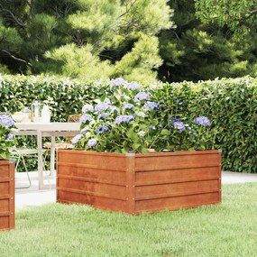 Letto Rialzato Da Giardino Ruggine 100x100x45 Cm Acciaio Corten /