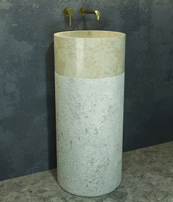 Lavabo da terra con doppia texture color crema altezza 90cm | Litos-BC40 - KAMALU