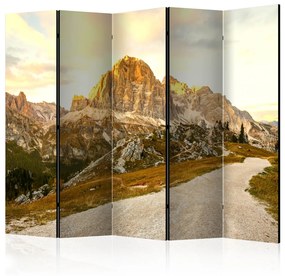Paravento separè Belle Dolomiti II - Paesaggio soleggiato con grandi montagne rocciose